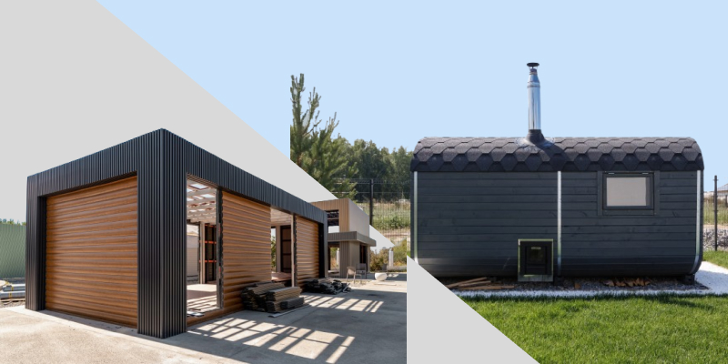 The image of a prefabricted house and a container house illustrate the differences between them. The image of a prefabricted house and a container house illustrate the differences between them.