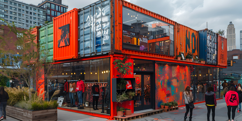 shipping-container-mall A shipping container shopping mall showcasing vibrant retail spaces.