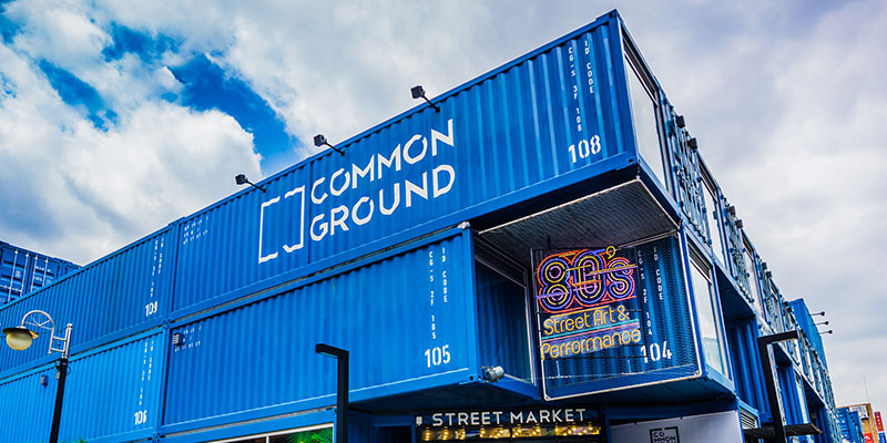 shipping-container-retail A shopping complex in Seoul, South Korea. The Common Ground store is built with 200 large shipping containers.