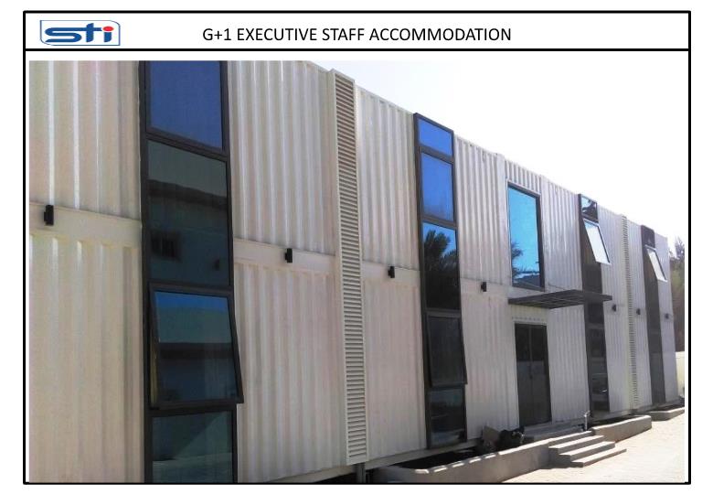 Close-up view of G+1 Executive Staff Accommodation. Close-up view of G+1 Executive Staff Accommodation.