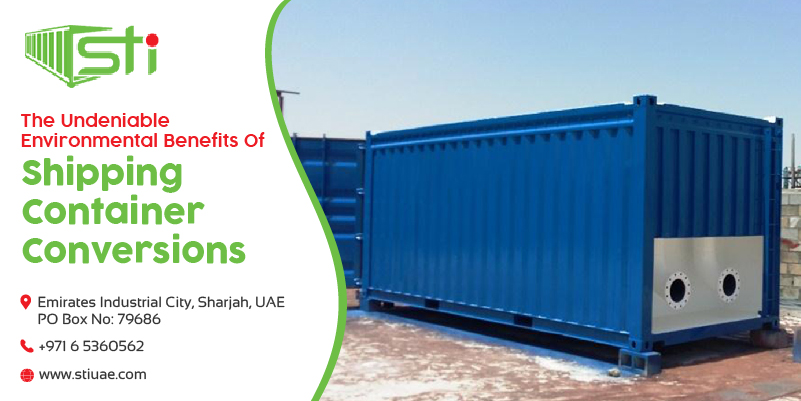 shipping-container-conversion-supertech-UAE Blue coloured converted shipping container from Supertech Industries, UAE
